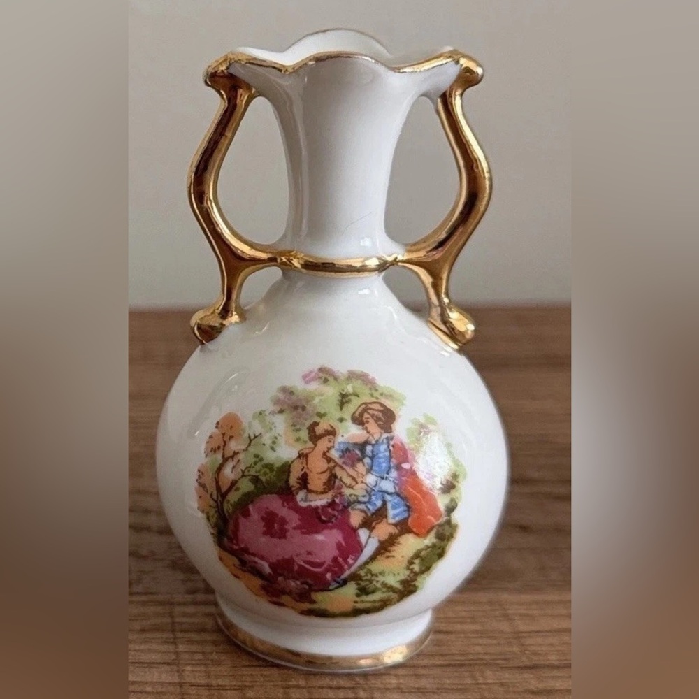 Miniature Vases Amphora Pitcher with 18k Gold Detail